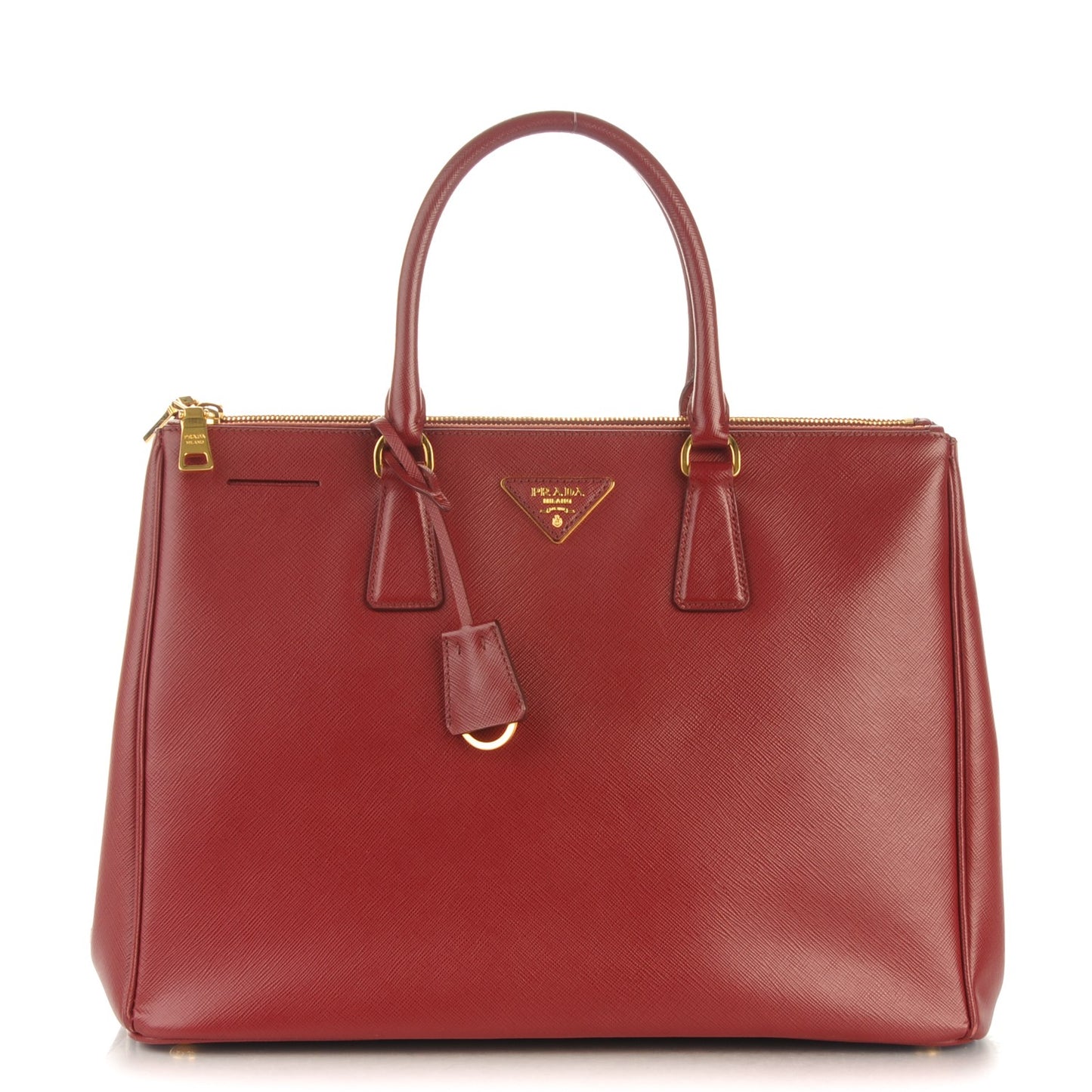 Saffiano Large Galleria Double Zip Tote Cherry