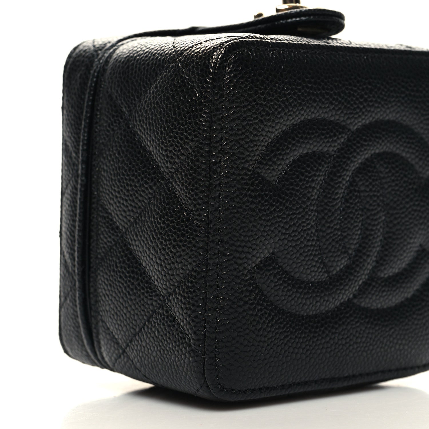 Chanel Caviar Quilted Mini Vanity Wrist Case With Chain Black 10 of 12