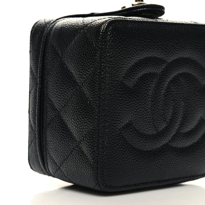 Chanel Caviar Quilted Mini Vanity Wrist Case With Chain Black 10 of 12