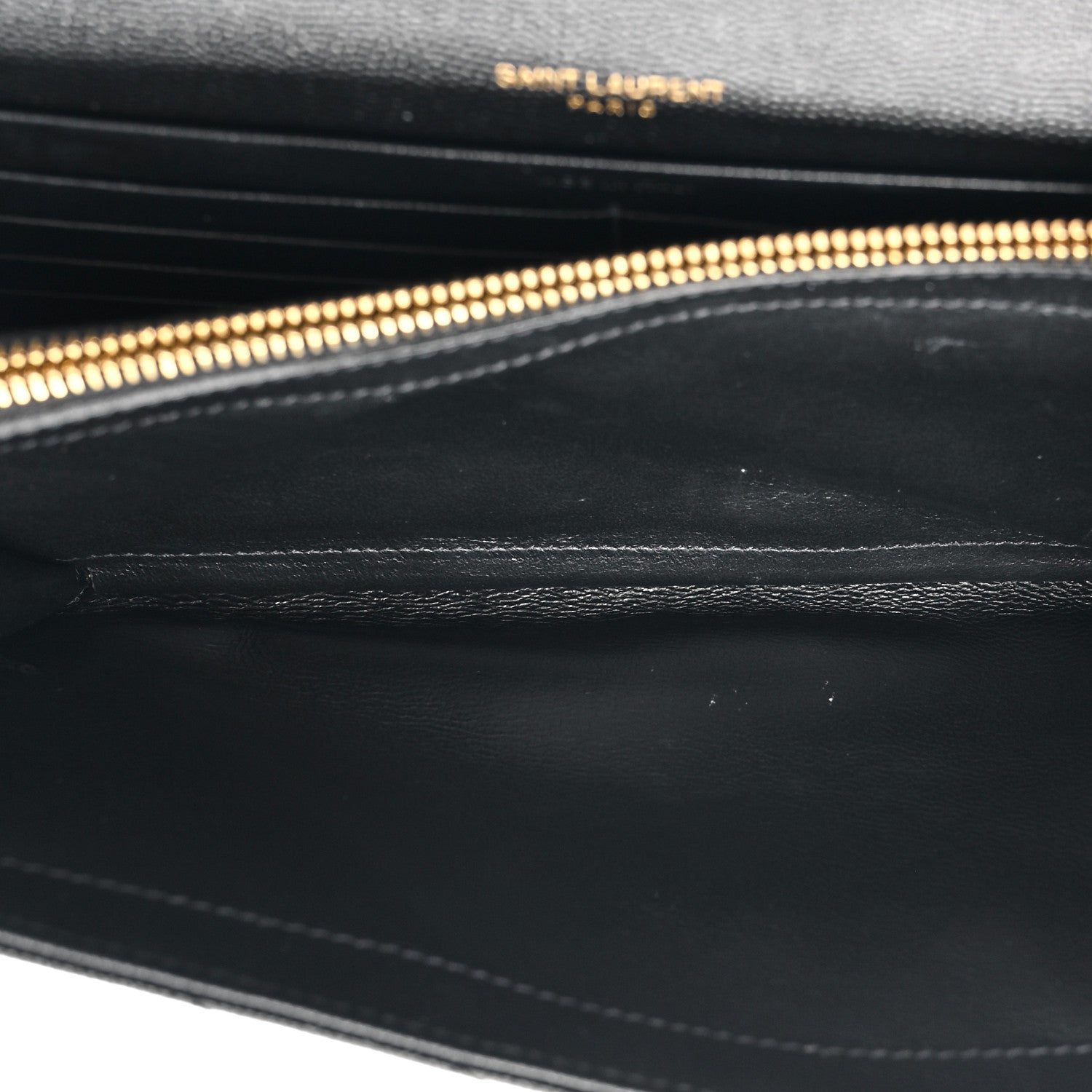 Saint Laurent Grain De Poudre Matelasse Chevron Monogram Chain Wallet Black 5 of 15