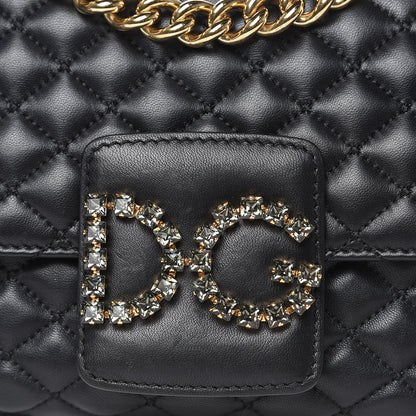 Dolce & Gabbana Lambskin Quilted Crystal Embellished Millennial Rectangular Shoulder Bag Black 13 of 13