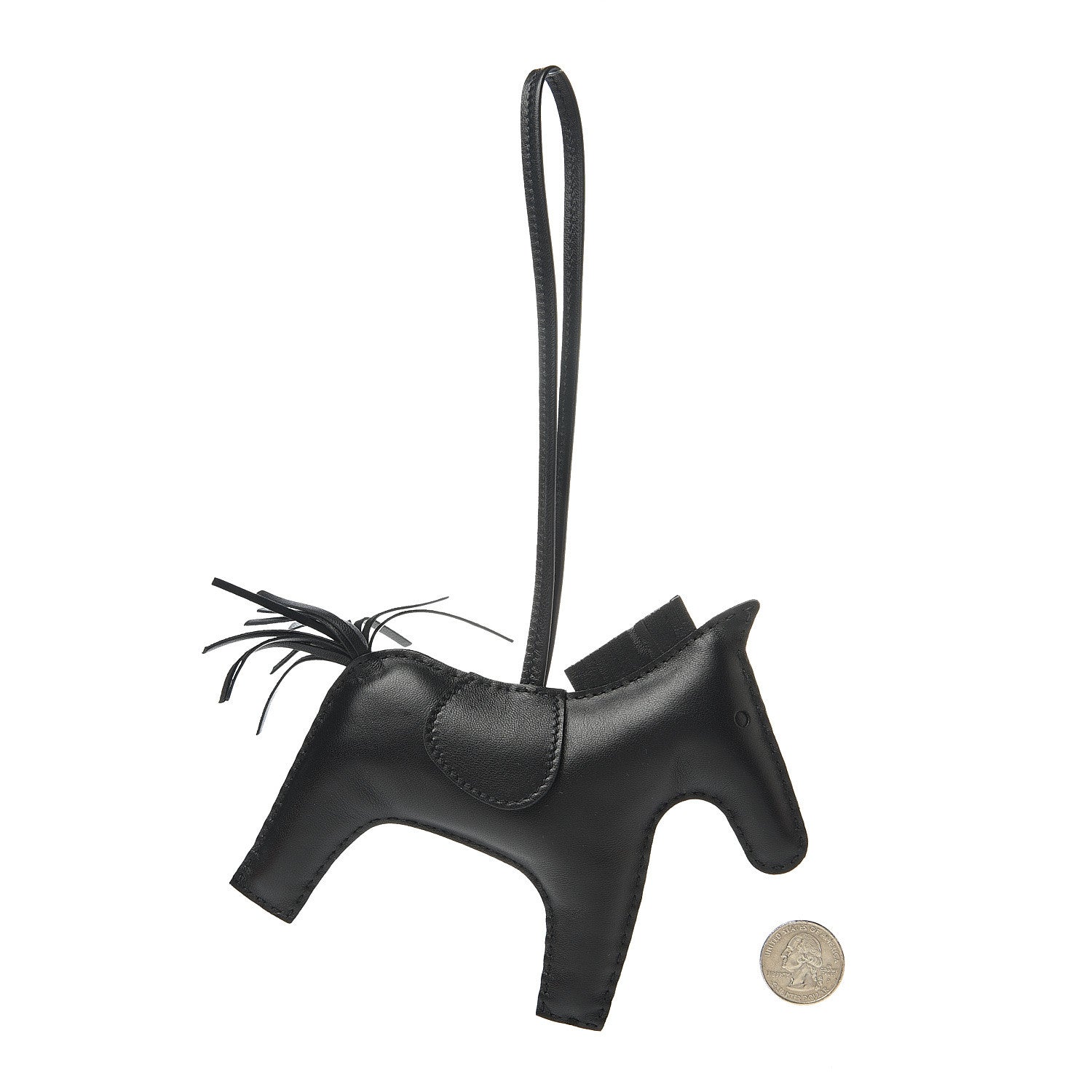 Hermes Milo Lambskin Grigri Rodeo Horse Bag Charm GM So Black 2 of 5