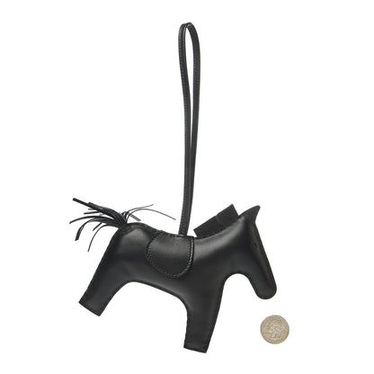 Hermes Milo Lambskin Grigri Rodeo Horse Bag Charm GM So Black 2 of 5