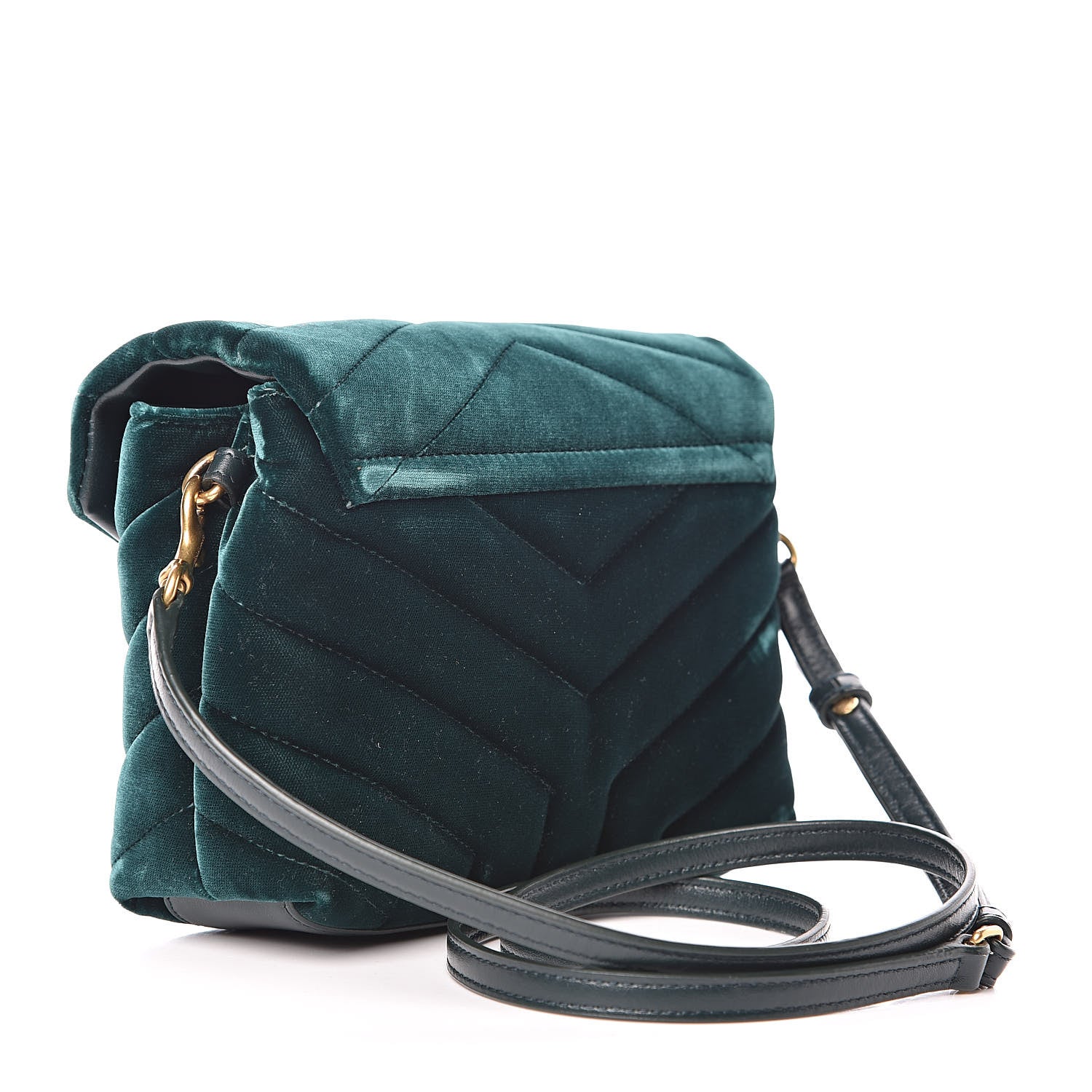 Saint Laurent Velvet Y Quilted Monogram Toy Loulou Chain Satchel Dark Ottanio 3 of 11