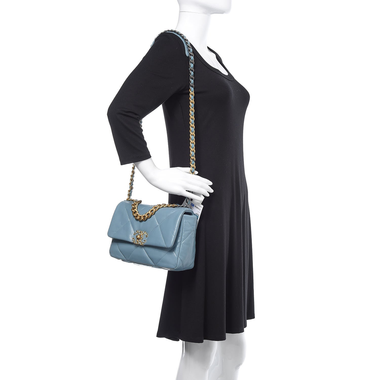 Chanel Lambskin Quilted Medium Chanel 19 Flap Light Blue 2 of 10