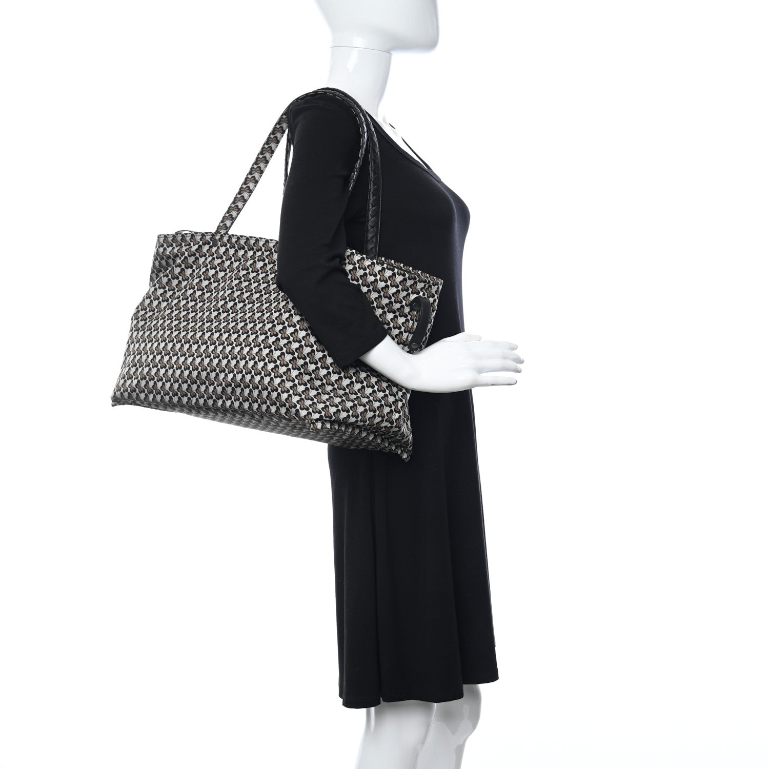 Bottega Veneta Nappa Nylon Medium Reversible Butterfly Shoulder Bag Black Cement 2 of 15