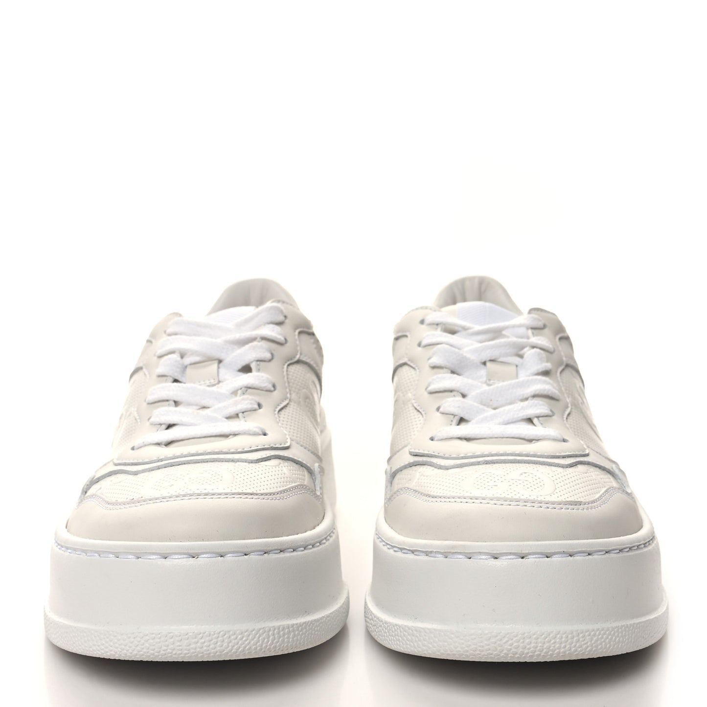 Calfskin GG Tennis Embossed Perforated Womens Platform 55mm Sneakers 36.5 Great White
