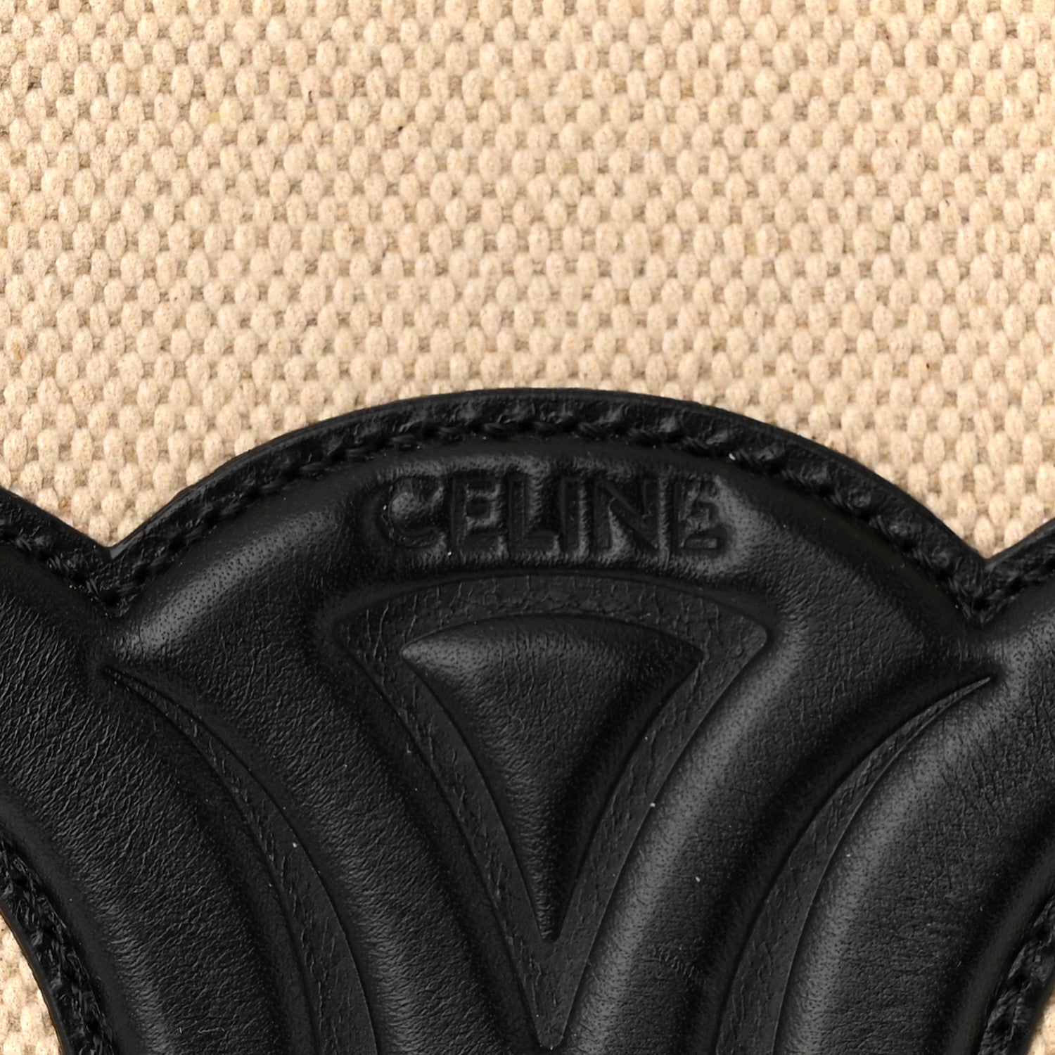 Celine Canvas Calfskin Triomphe Small Bucket Bag Vanilla Black 6 of 10