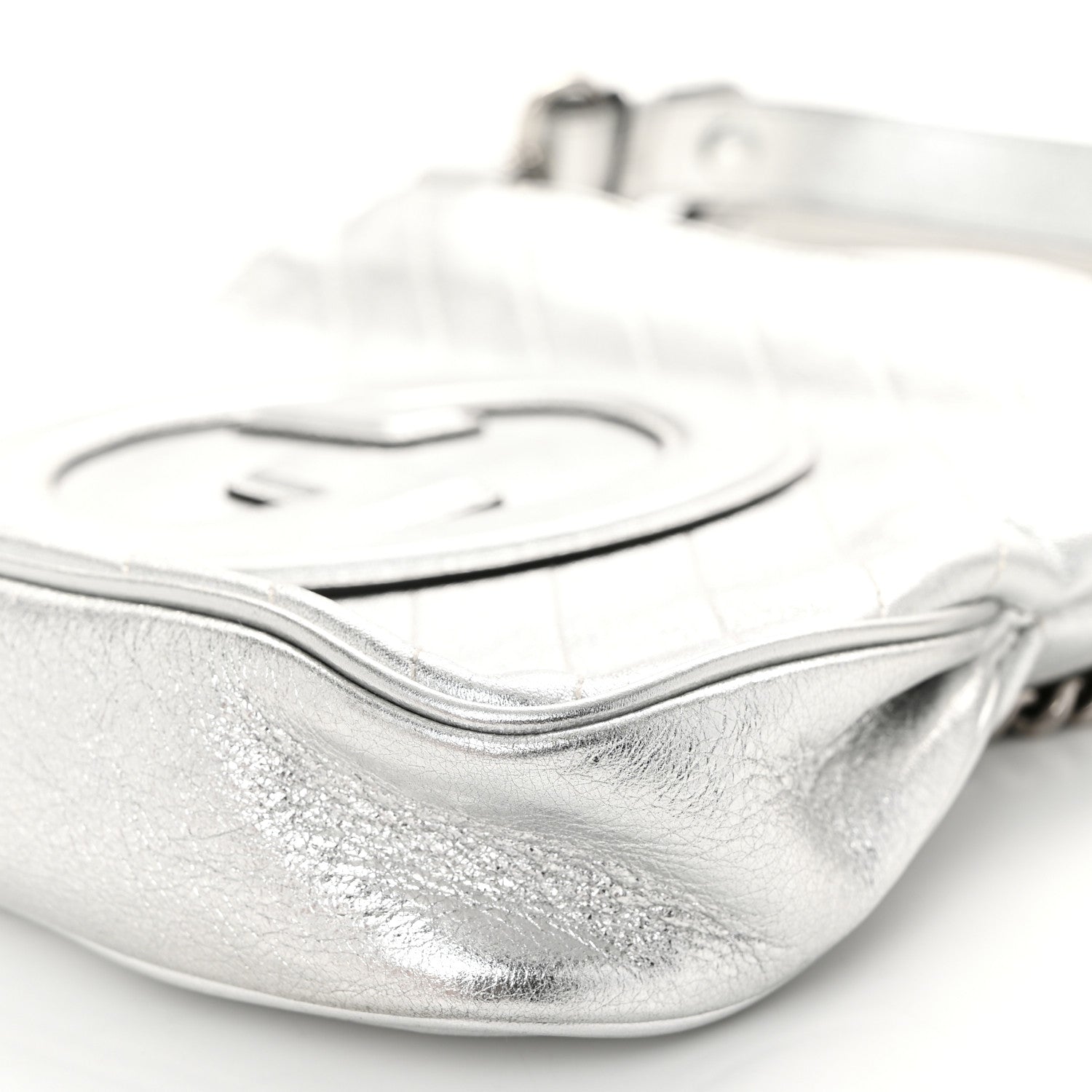 Gucci Sakai Be Green Calfskin Diagonal Stitched Small Blondie Tote Silver 10 of 10