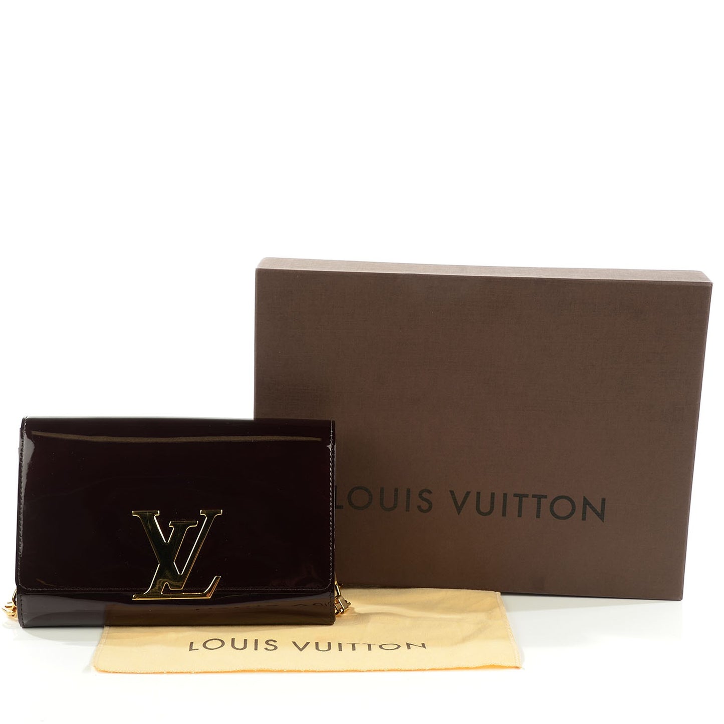 Patent Calfskin Chain Louise GM Amarante
