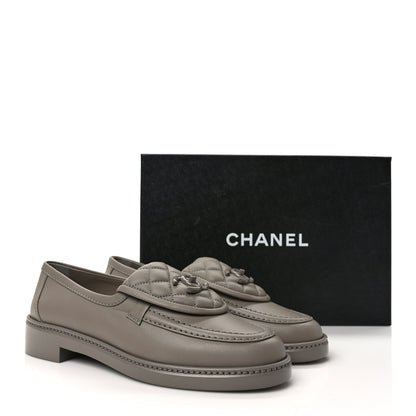 Chanel Lambskin Quilted CC Turnlock Moccasins 38.5 Grey 8 of 8