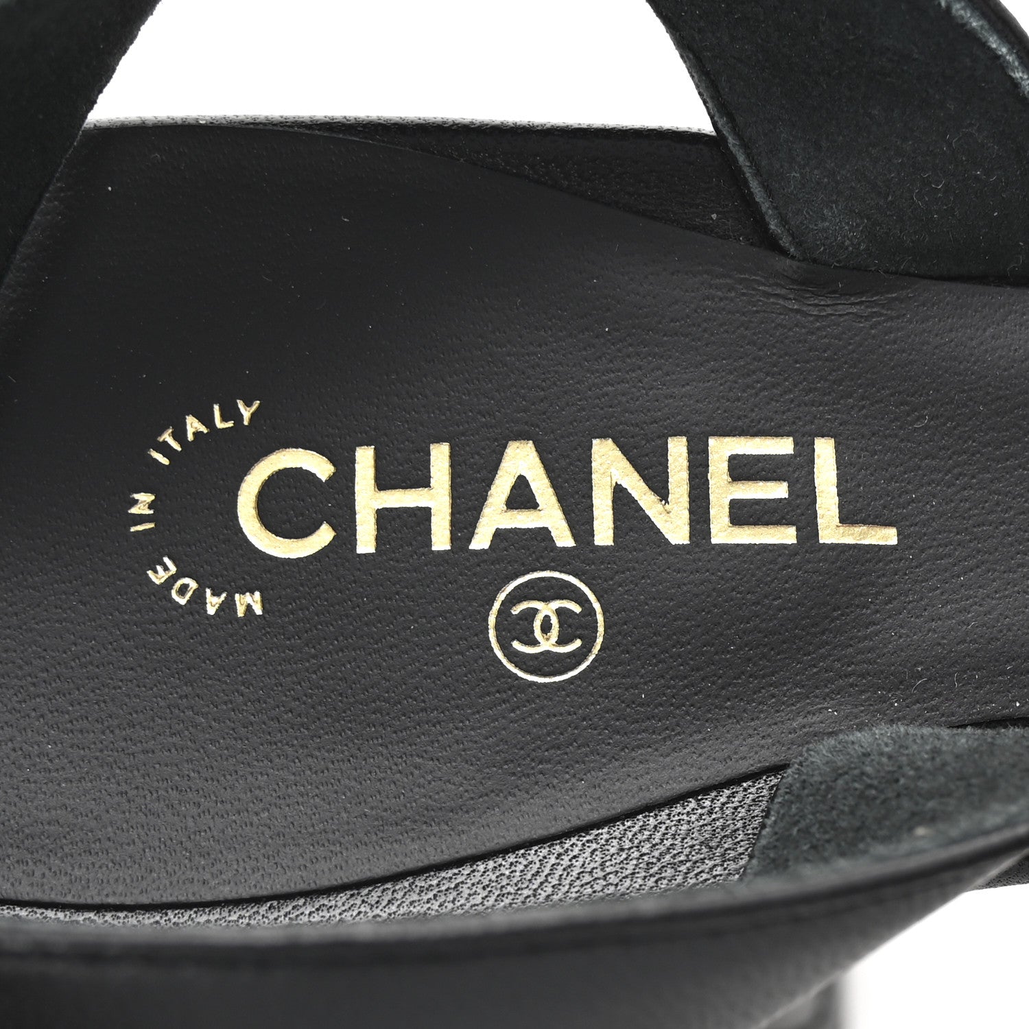 Chanel Lambskin Quilted Logo Platform Sandals 39 Black 8 of 10