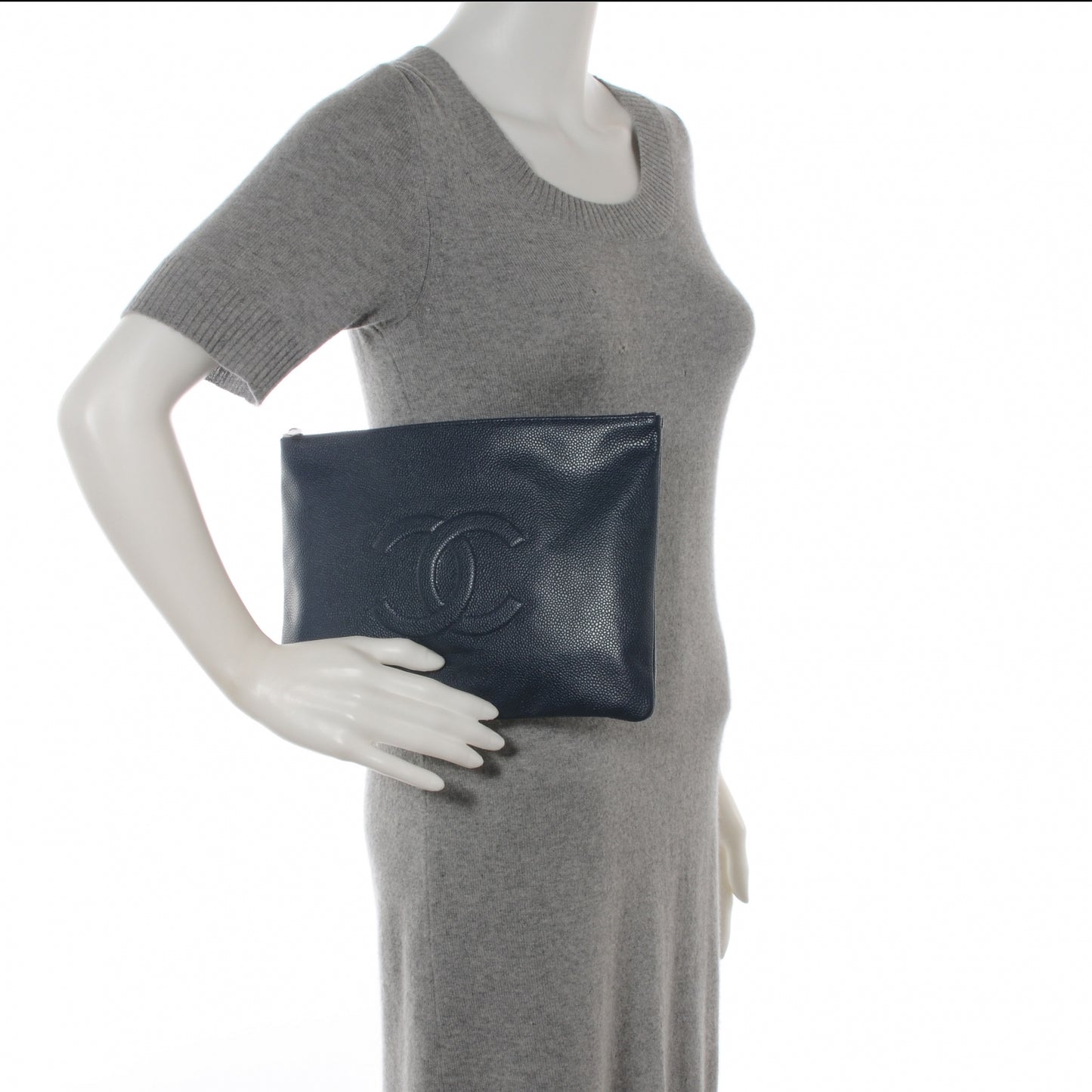 Caviar CC Flat Cosmetic Pouch Navy Blue