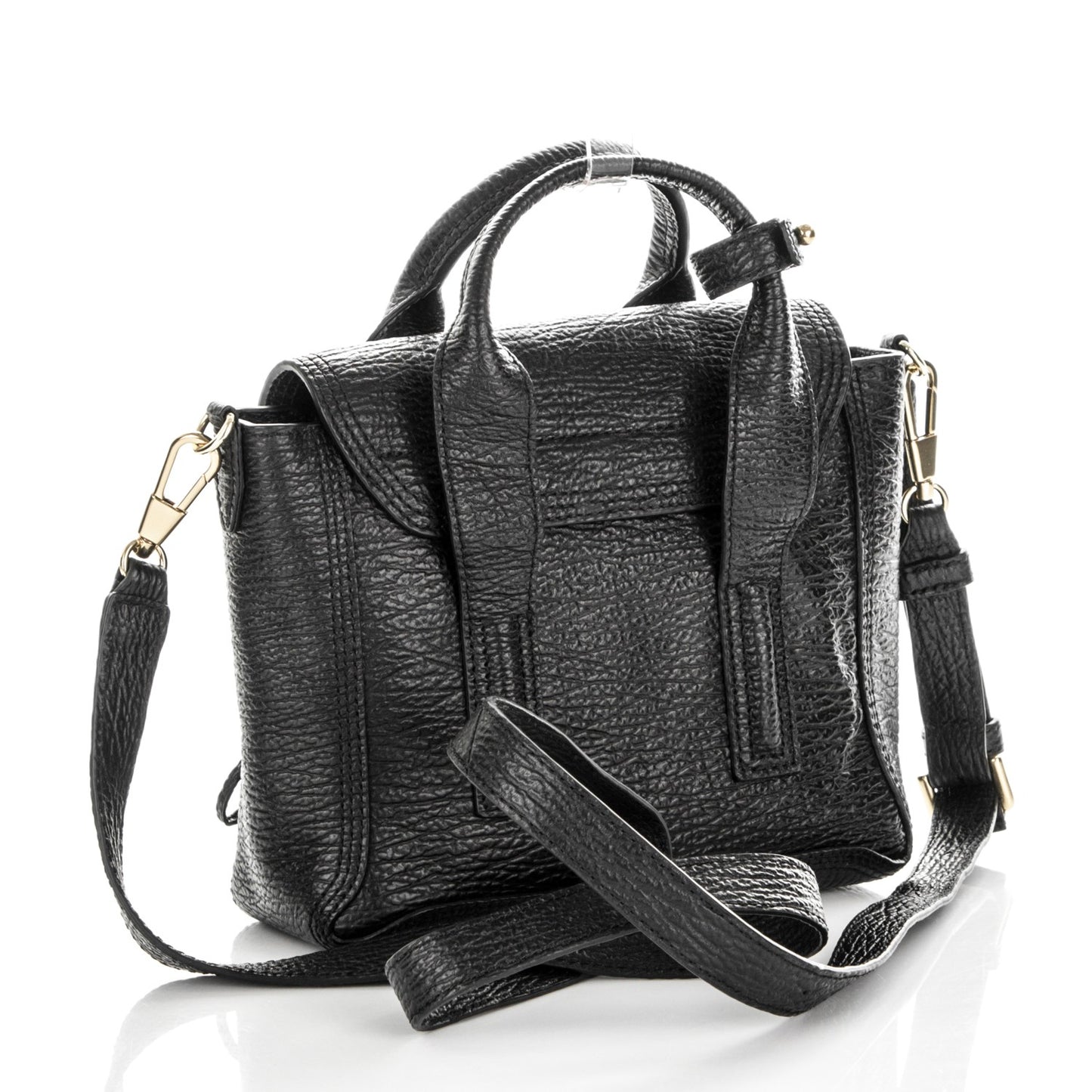 3.1 Textured Calfskin Mini Pashli Satchel Black