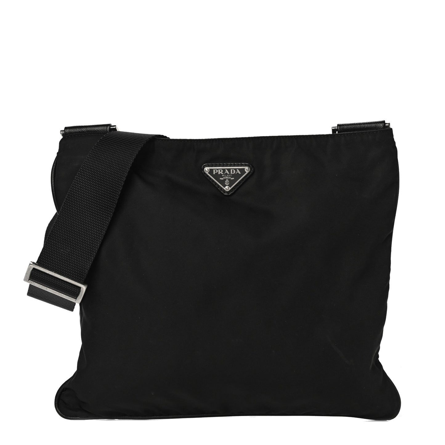 Nylon Vela Flat Messenger Bag Black