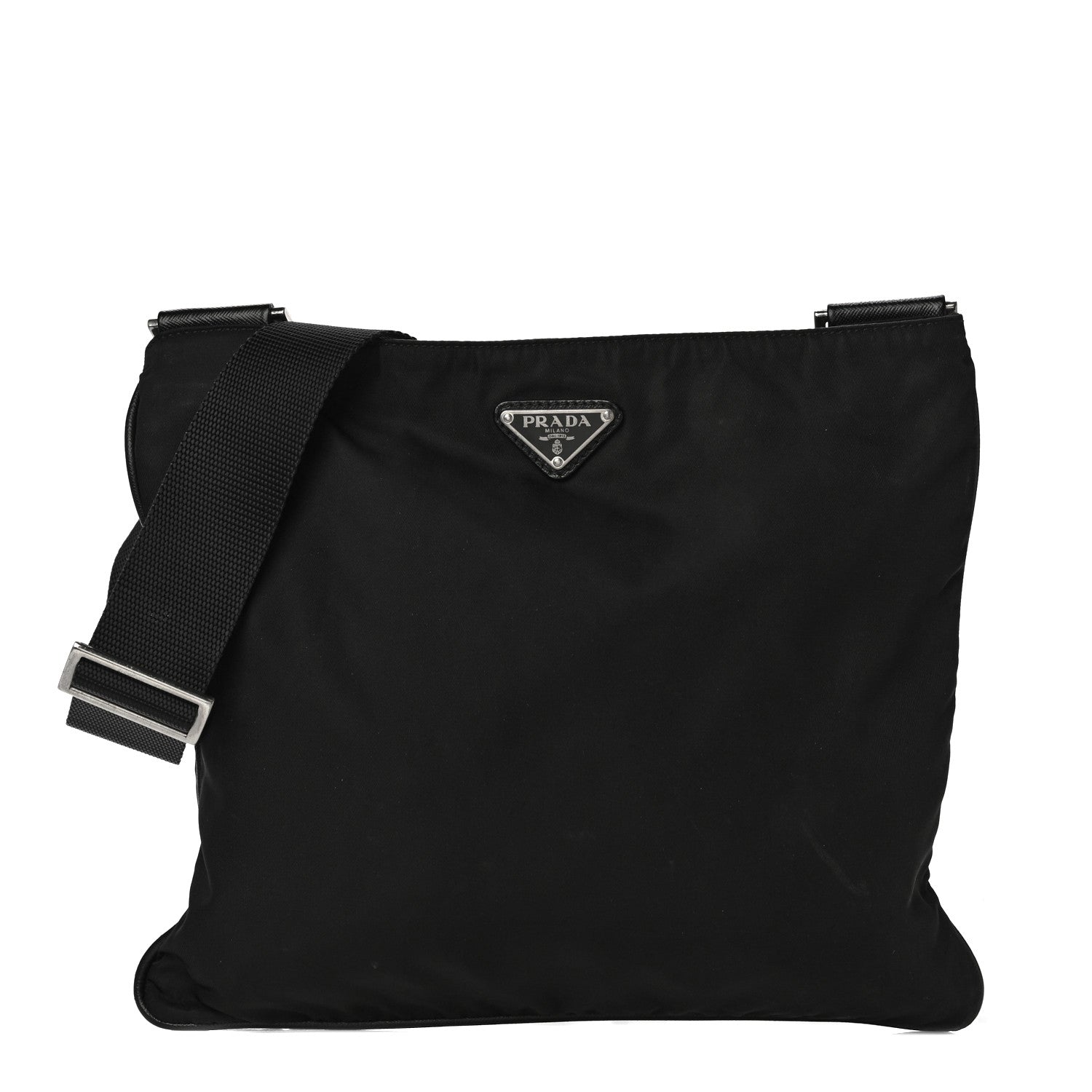 Prada Nylon Vela Flat Messenger Bag Black 1 of 8
