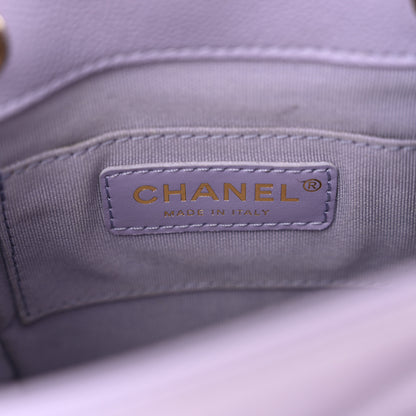 Chanel Shiny Caviar Quilted Small Duma Pockets Drawstring Backpack Light Purple 6 of 10