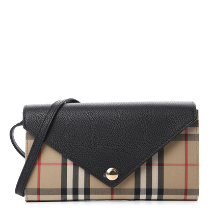 Burberry Grainy Calfskin Vintage Check Wallet With Detachable Strap Black 1 of 9