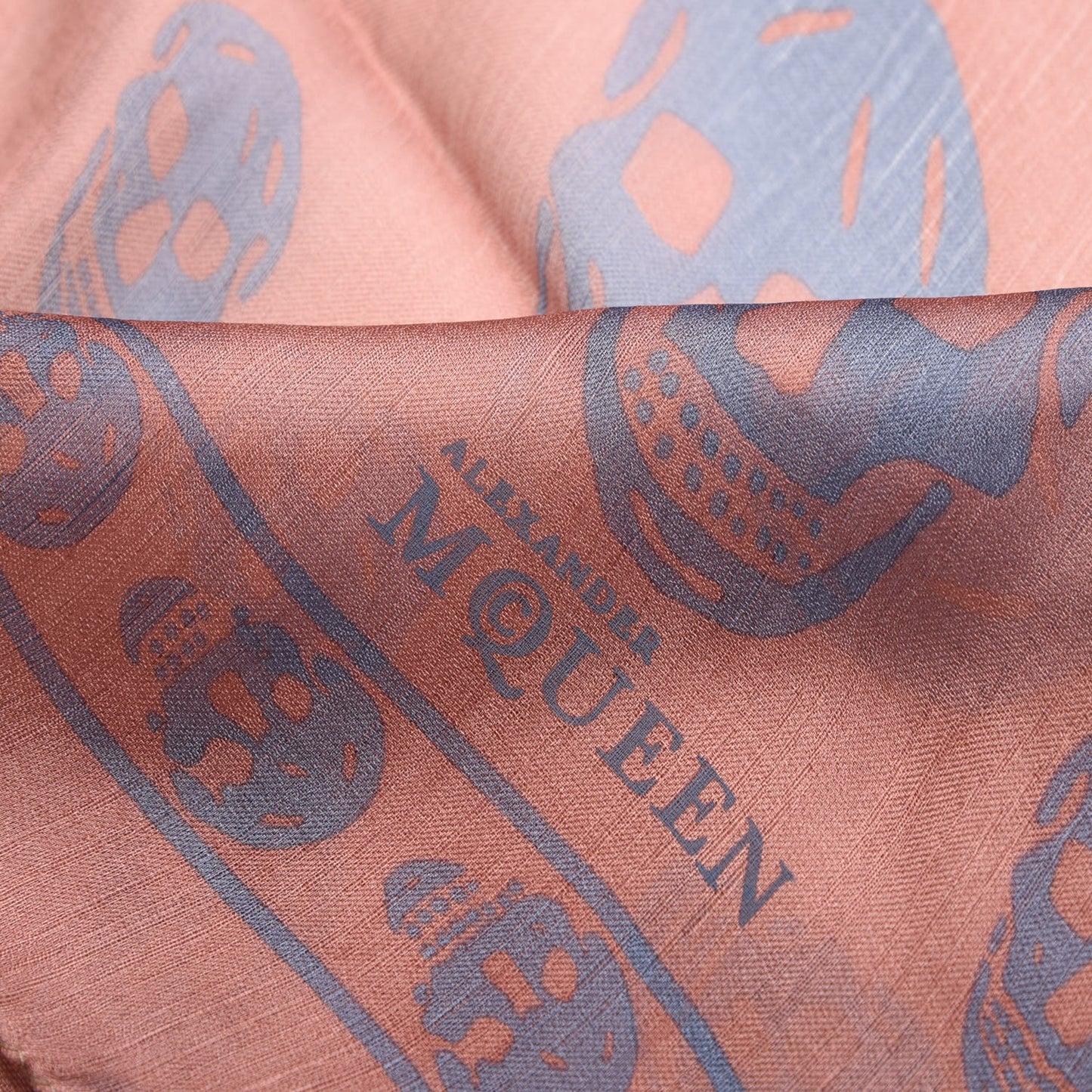 Silk Chiffon Skull Scarf Coral Blue