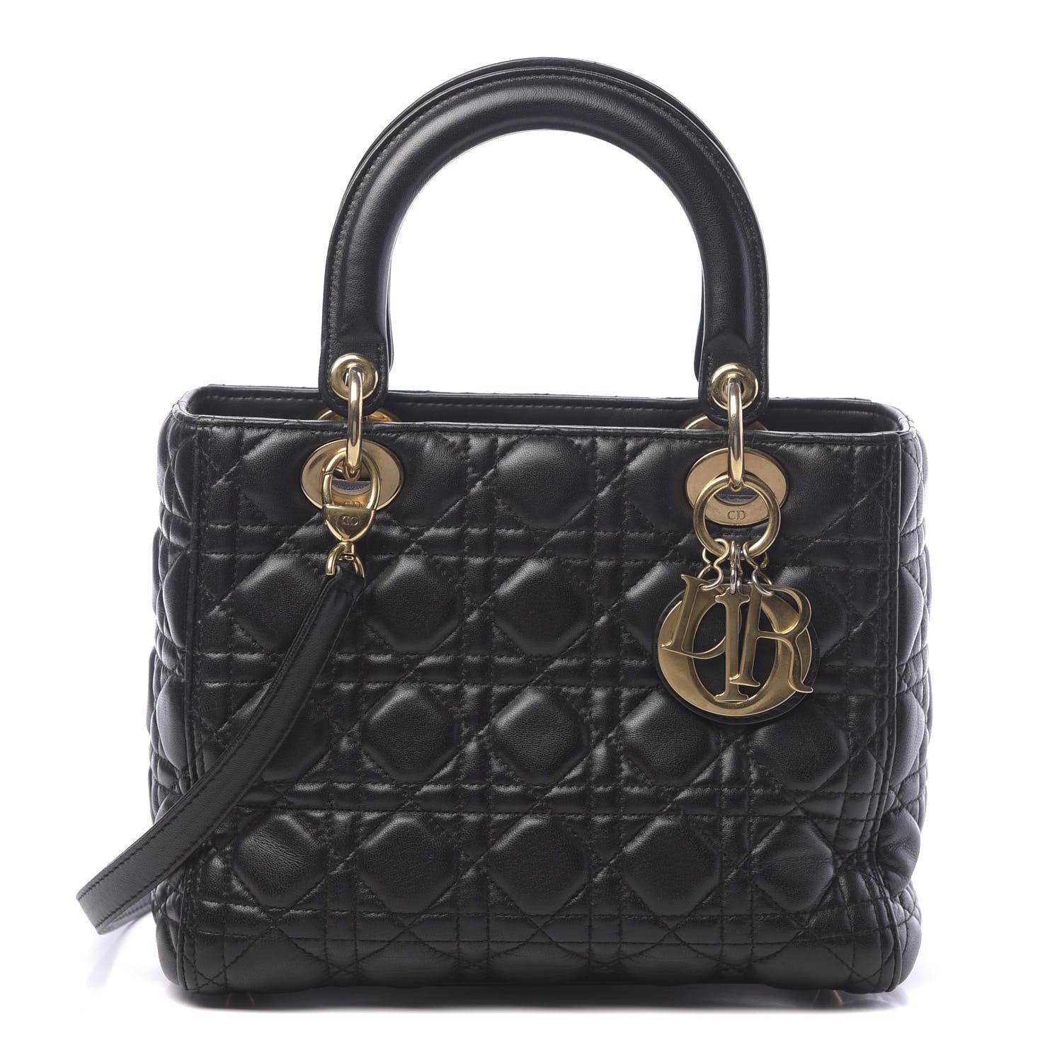 Christian Dior Lambskin Cannage Medium Lady Dior Black 1 of 12