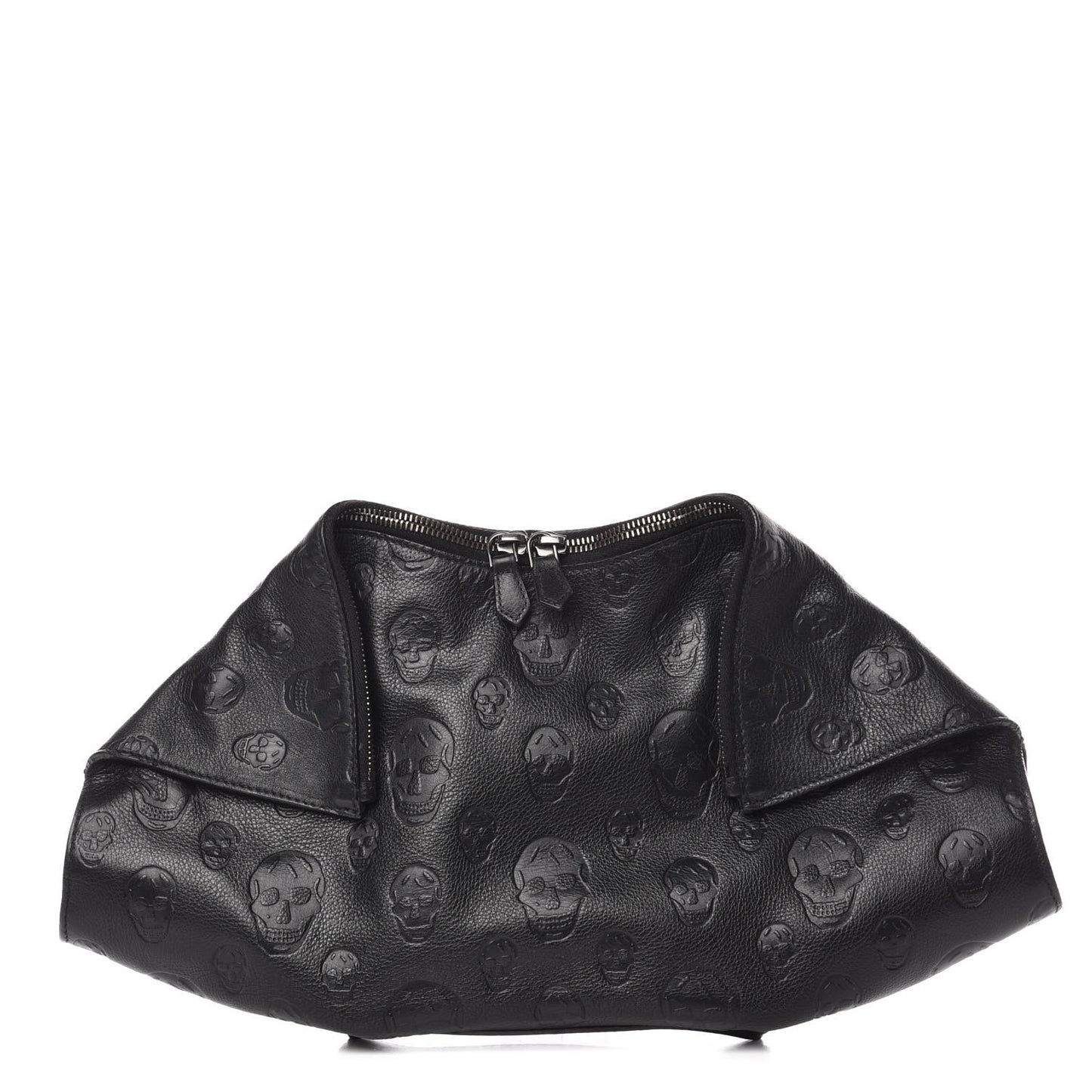 Calfskin Skull Embossed De Manta Clutch Black