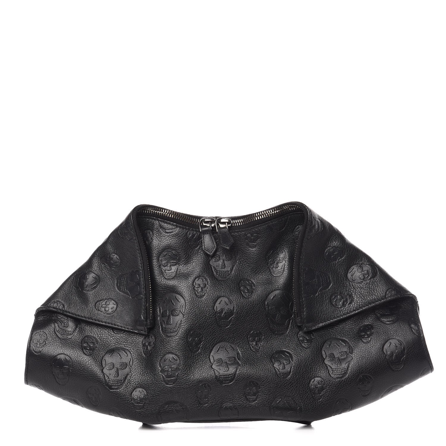 Alexander McQueen Calfskin Skull Embossed De Manta Clutch Black 1 of 11