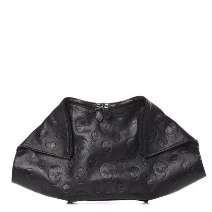 Alexander McQueen Calfskin Skull Embossed De Manta Clutch Black 1 of 11