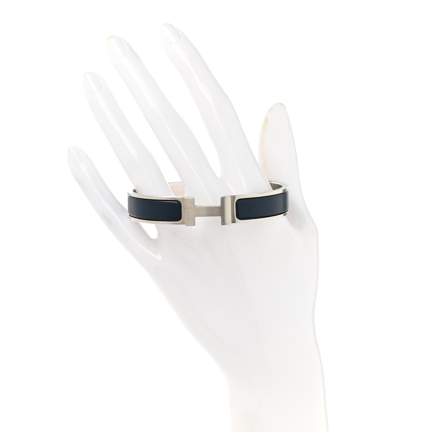 Hermes Matte Enamel Narrow Clic Clac HH Bracelet GM Bleu Nuit 2 of 5