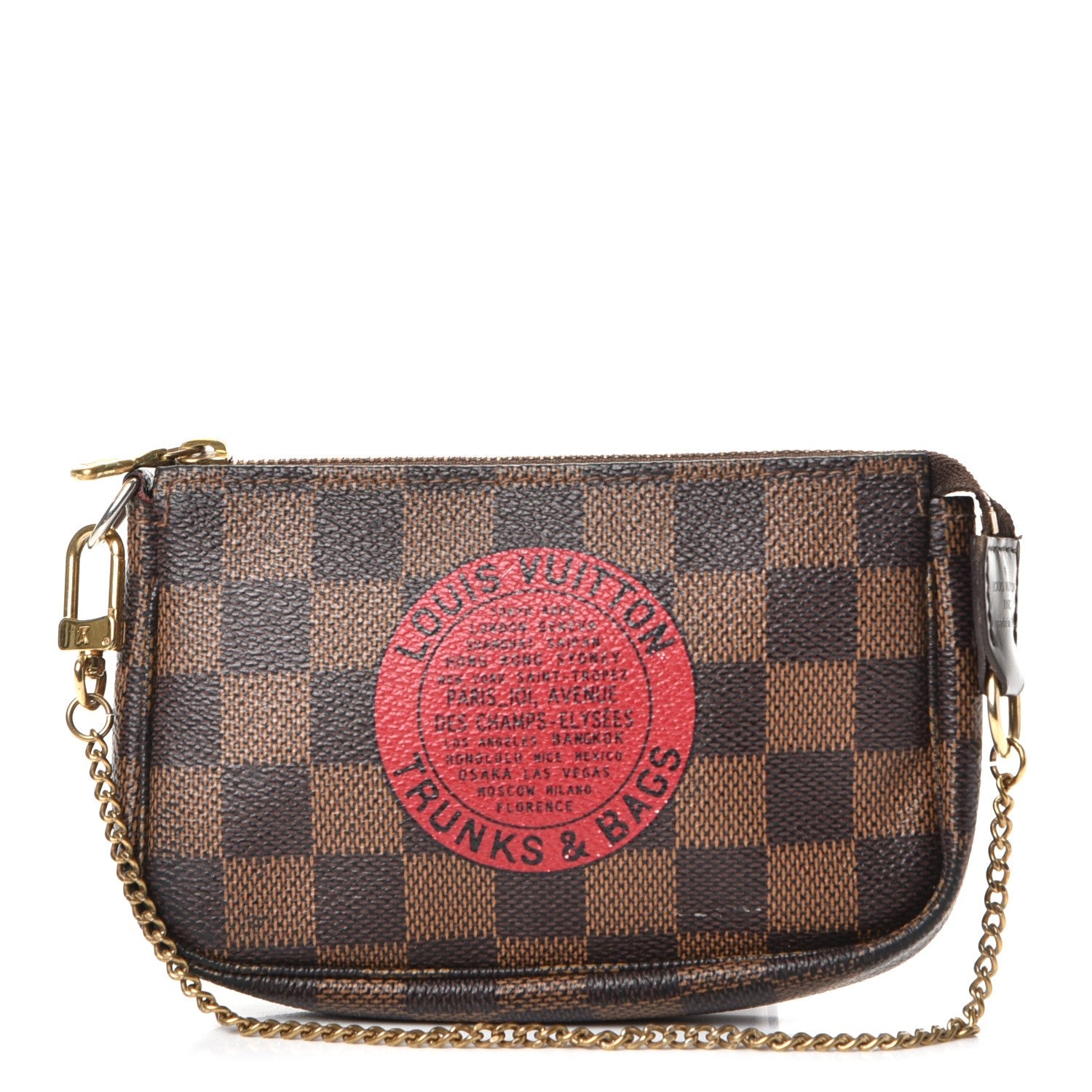 Louis Vuitton Damier Ebene Complice Trunks and Bags Mini Pochette Accessories Red 1 of 10