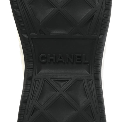 Chanel Velvet Calfskin Mixed Fibers CC Sneakers 38.5 Ivory Black 6 of 9
