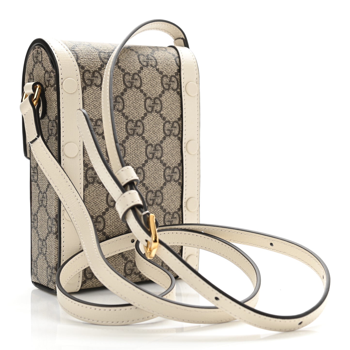 GG Supreme Monogram Azalea Calfskin Mini Horsebit 1955 Crossbody Bag Beige Ebony Mystic White