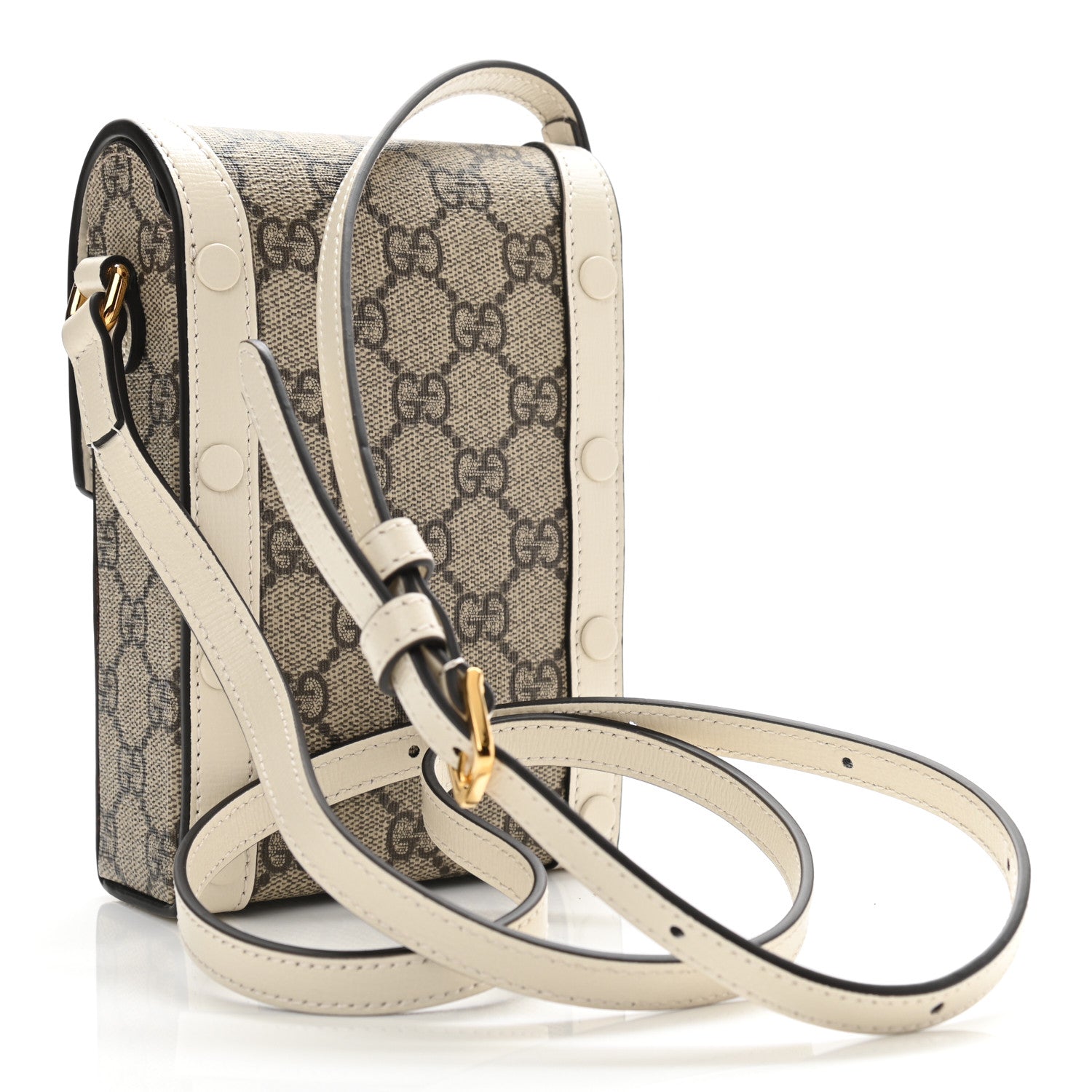 Gucci GG Supreme Monogram Azalea Calfskin Mini Horsebit 1955 Crossbody Bag Beige Ebony Mystic White 3 of 11