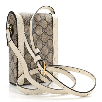 Gucci GG Supreme Monogram Azalea Calfskin Mini Horsebit 1955 Crossbody Bag Beige Ebony Mystic White 3 of 11
