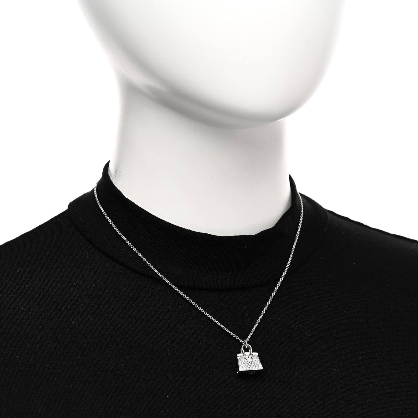 18K White Gold Diamond Birkin Amulette Pendant Necklace