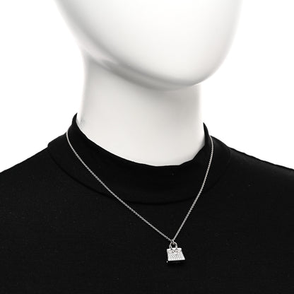 Hermes 18K White Gold Diamond Birkin Amulette Pendant Necklace 2 of 6