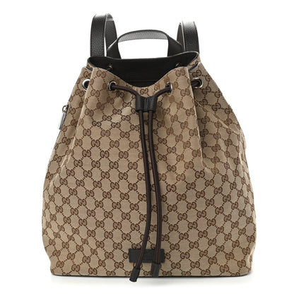 Gucci Monogram Dollar Calfskin O Drawstring Backpack Beige Ebony Testa di Moro Dark Chocolate 1 of 10