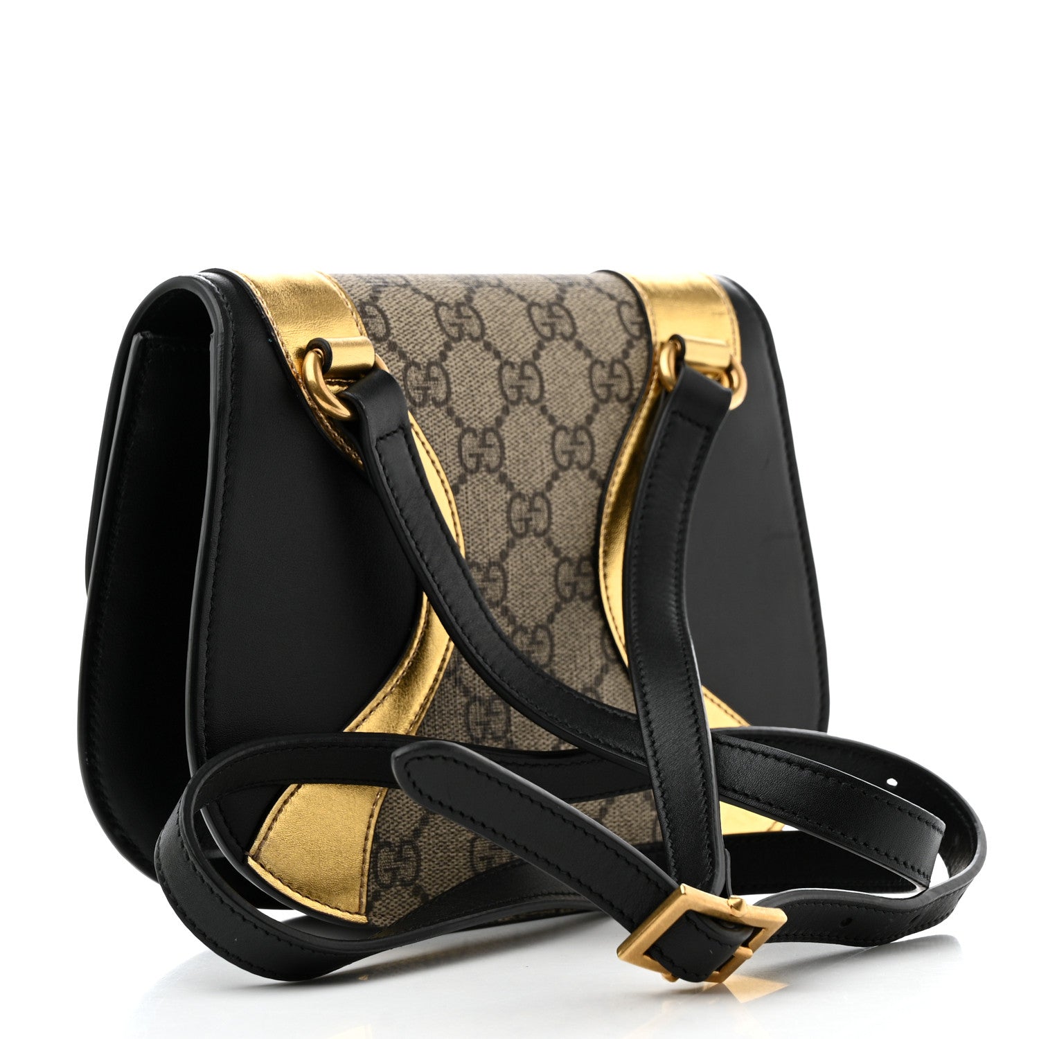 Gucci GG Supreme Monogram Small Osiride Shoulder Bag Black Gold 3 of 13