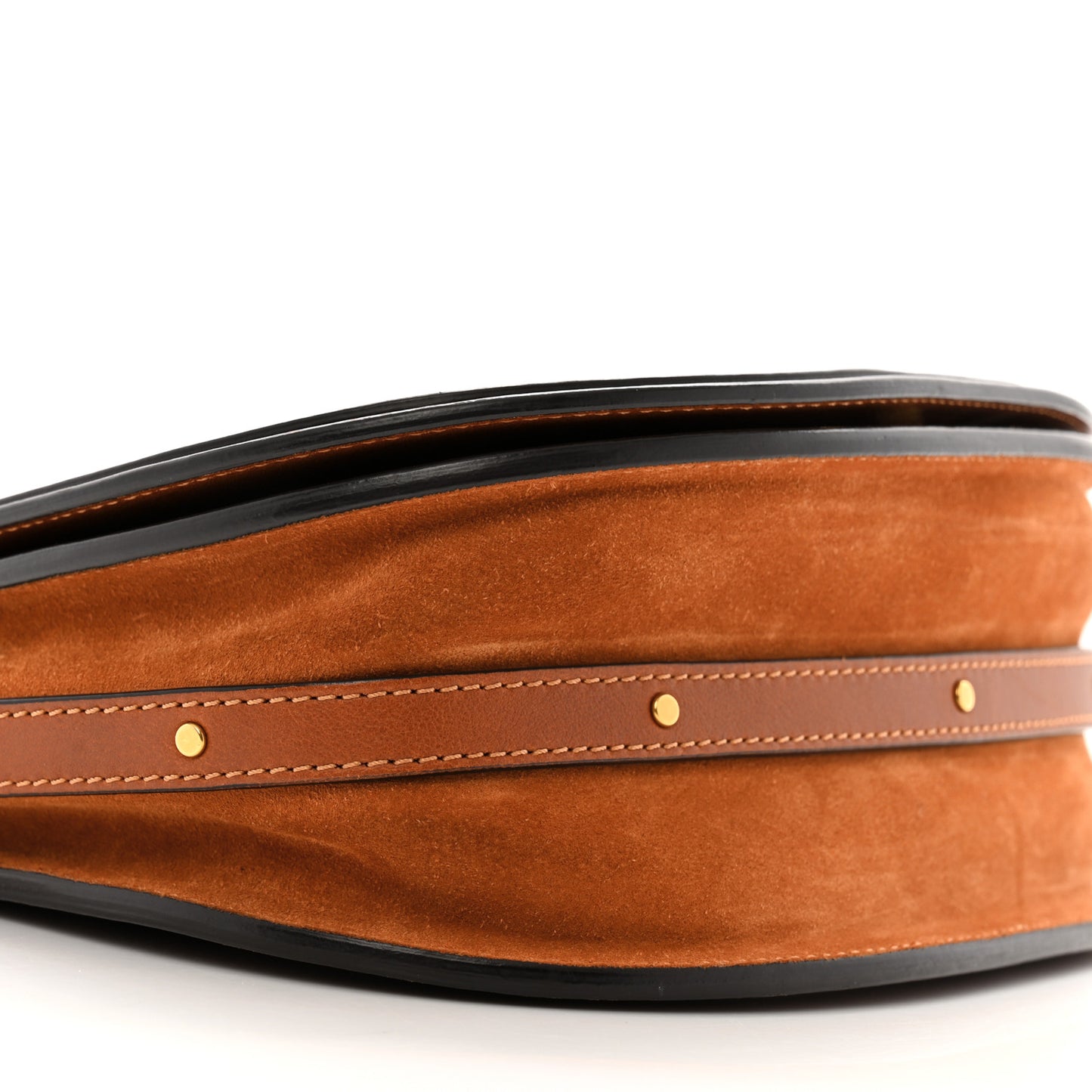 Calfskin Suede Medium Nile Bracelet Bag Caramel