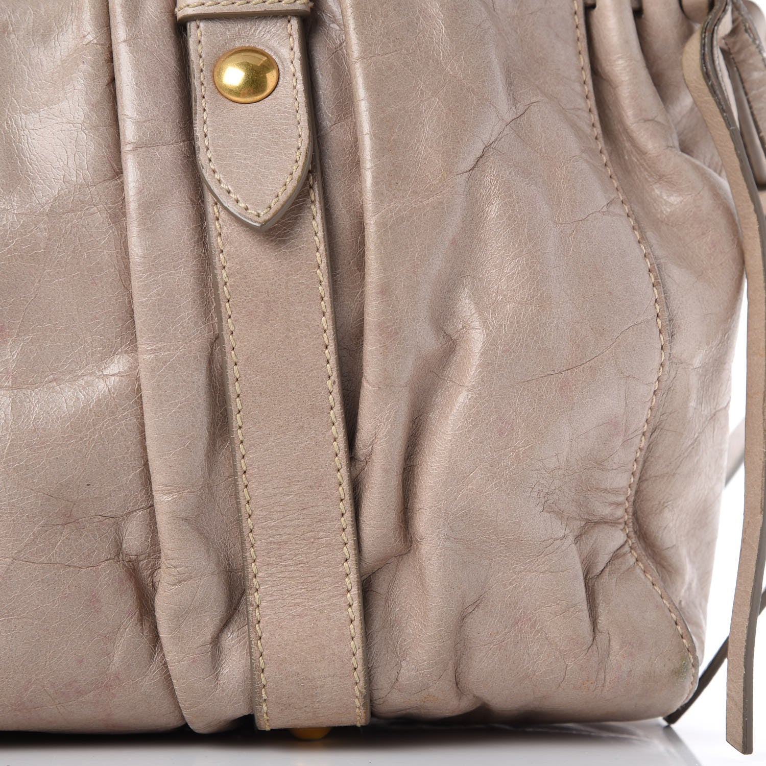 Miu Miu Vitello Lux Gathered Tote Pomice 12 of 16