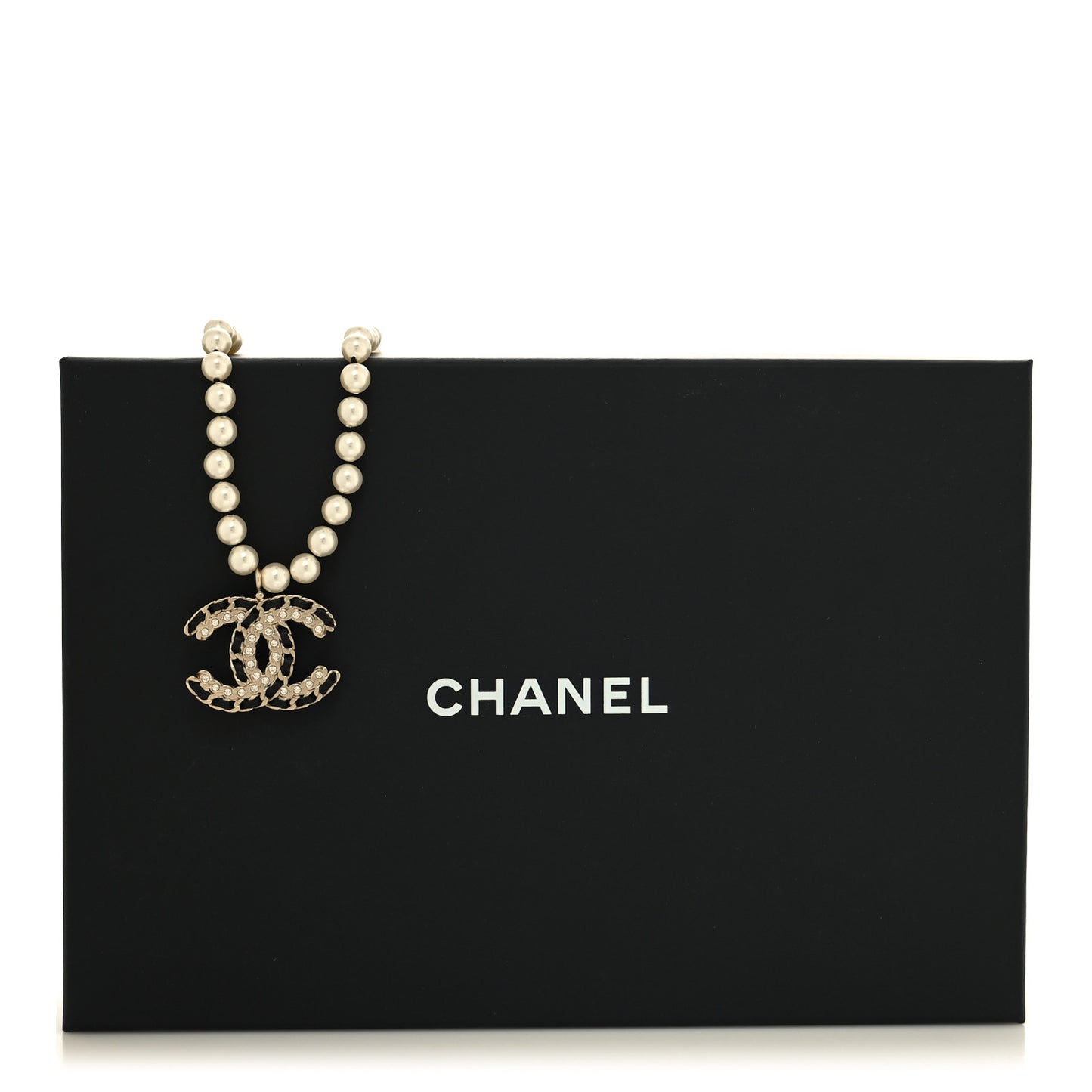 Lambskin Pearl Crystal Vintage Allure CC Short Necklace Gold