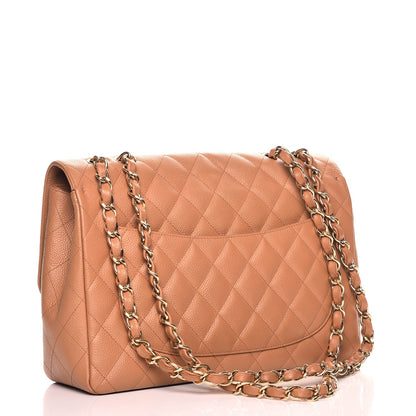 Chanel Caviar Quilted Jumbo Single Flap Light Brown 4 of 9
