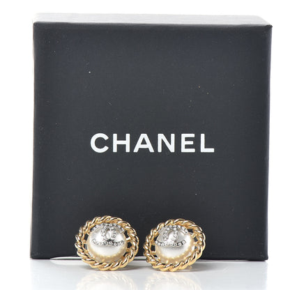 Chanel Pearl Crystal CC-Casino Round Earrings Gold 5 of 5