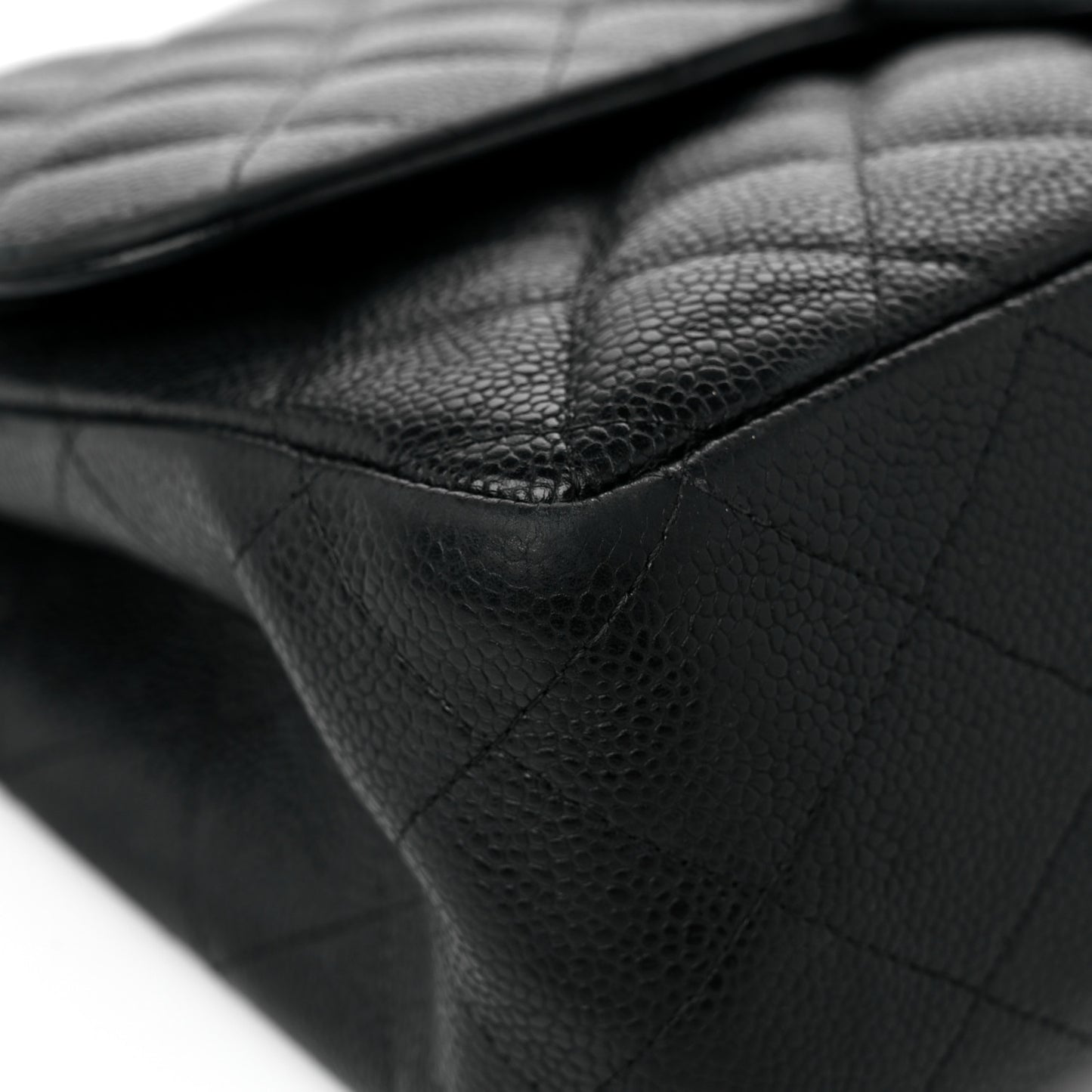 Caviar Quilted Jumbo Double Flap Black