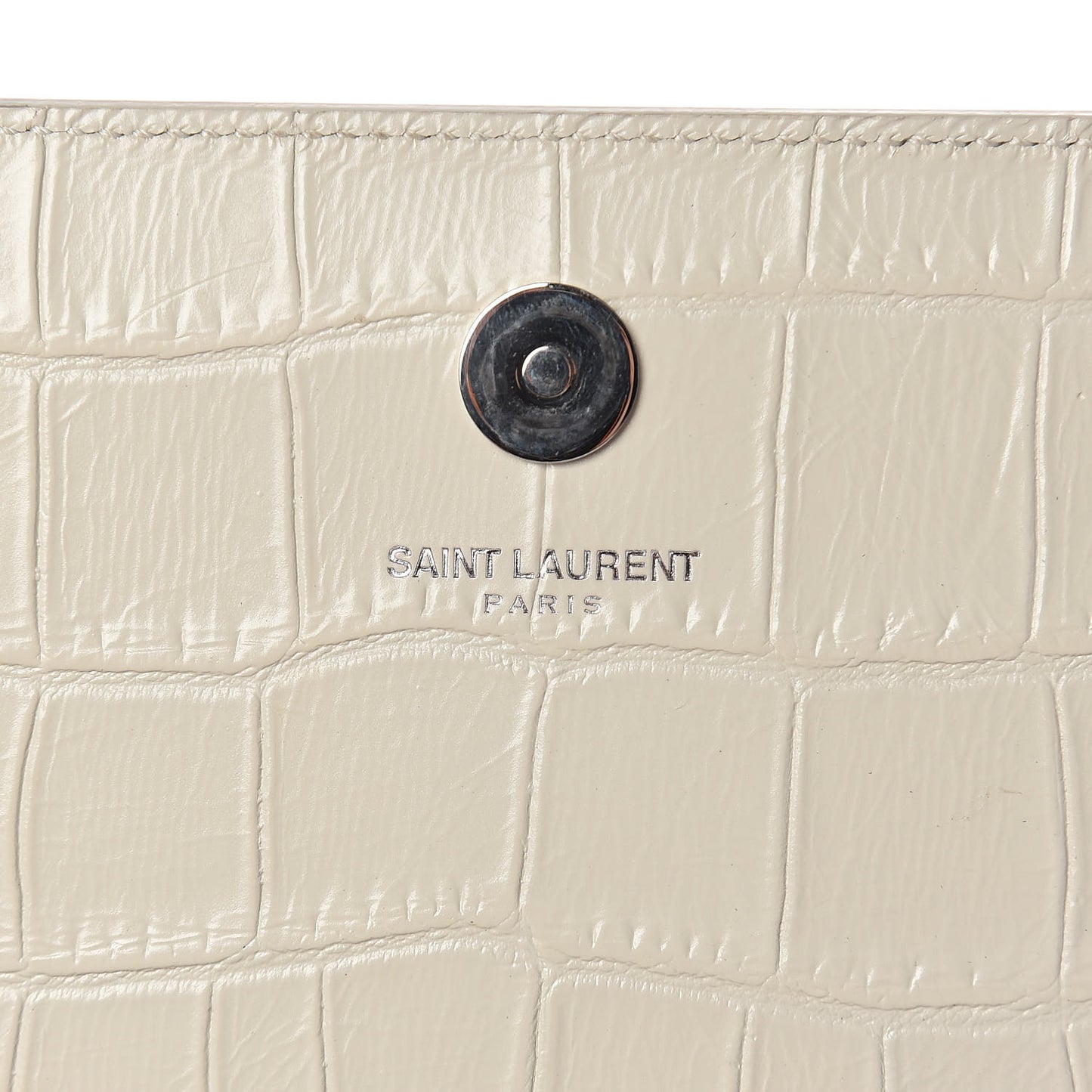Calfskin Crocodile Embossed Classic Kate Monogram Clutch Porcellana