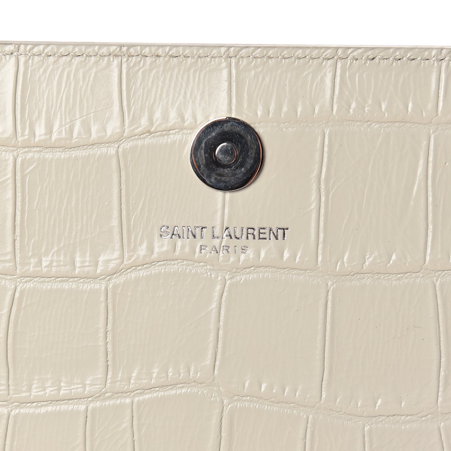 Saint Laurent Calfskin Crocodile Embossed Classic Kate Monogram Clutch Porcellana 6 of 8