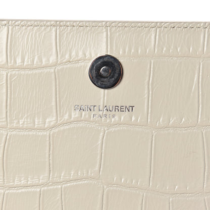 Saint Laurent Calfskin Crocodile Embossed Classic Kate Monogram Clutch Porcellana 6 of 8