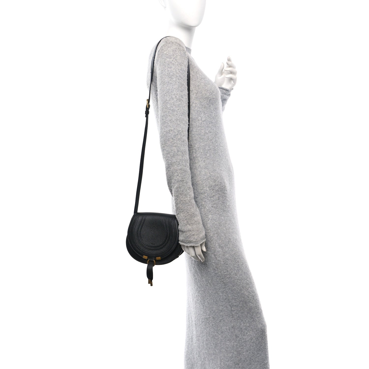 Chloe Grained Calfskin Small Marcie Saddle Bag Black 2 of 12