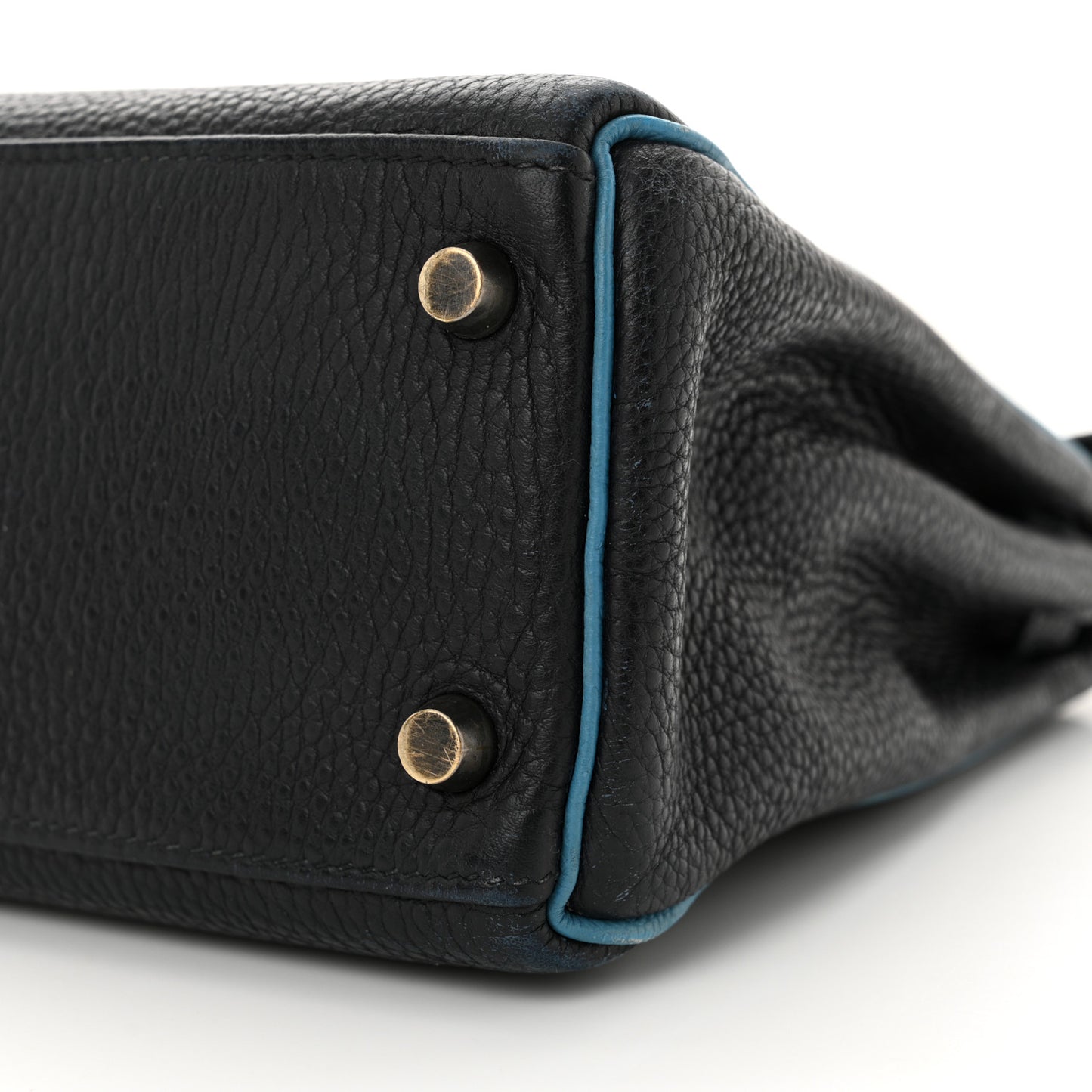 Togo Bi-Color Kelly Retourne 25 Bleu Indigo Turquoise