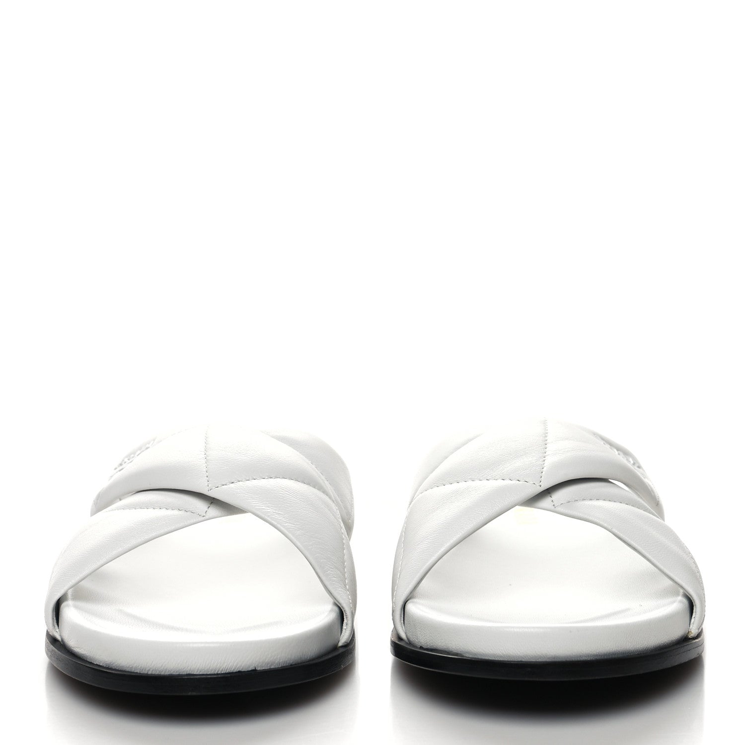 Prada Nappa Logo Quilted Criss Cross Slide Sandals 41 White 2 of 8
