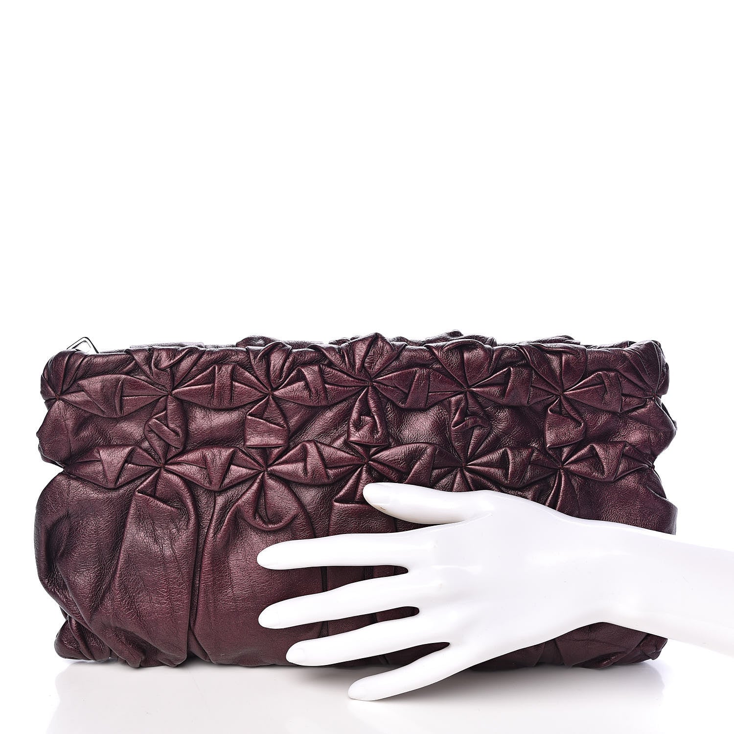 Prada Metallic Nappa Gaufre Clutch Ribes 2 of 10